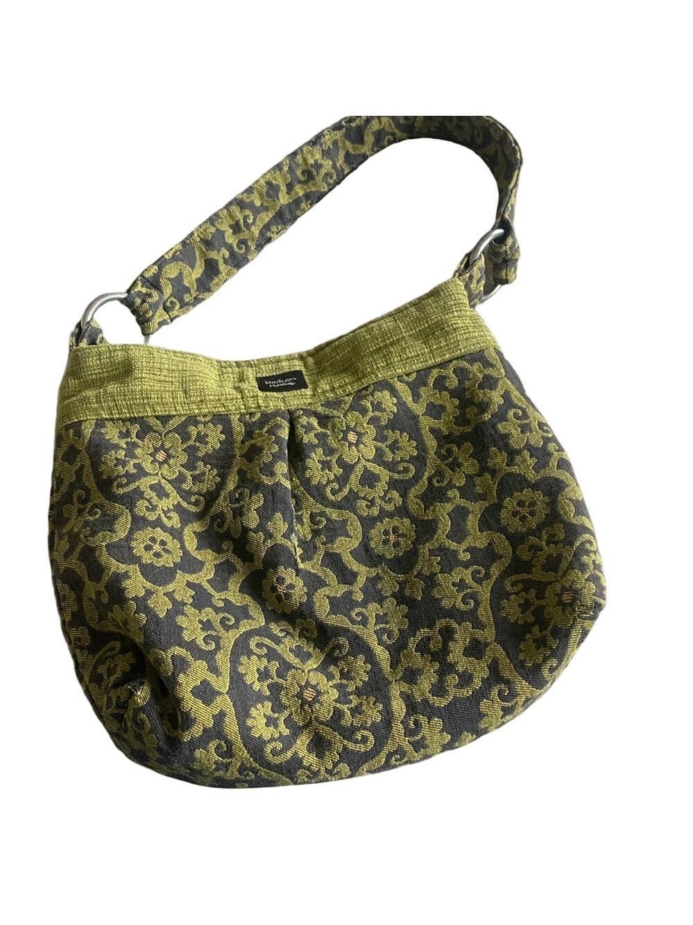 Madison Olive Gray Patterned Hobo Bag Boho Chic Slouchy Shoulder Bag